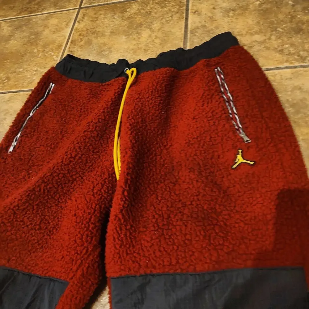 Jordan Red Fleece Pants Size L Large Sweatpants Vintage